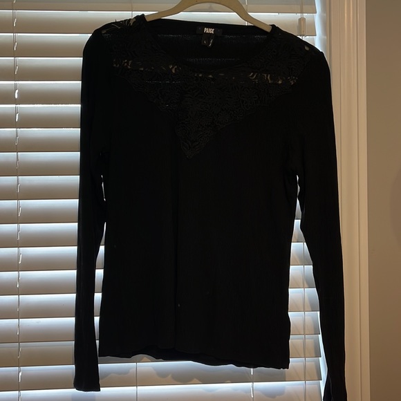 Paige Top - large, long sleeve soft ribbed with lace detail - Picture 2 of 2